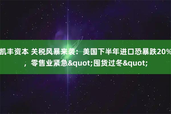 凯丰资本 关税风暴来袭：美国下半年进口恐暴跌20%，零售业紧急"囤货过冬"